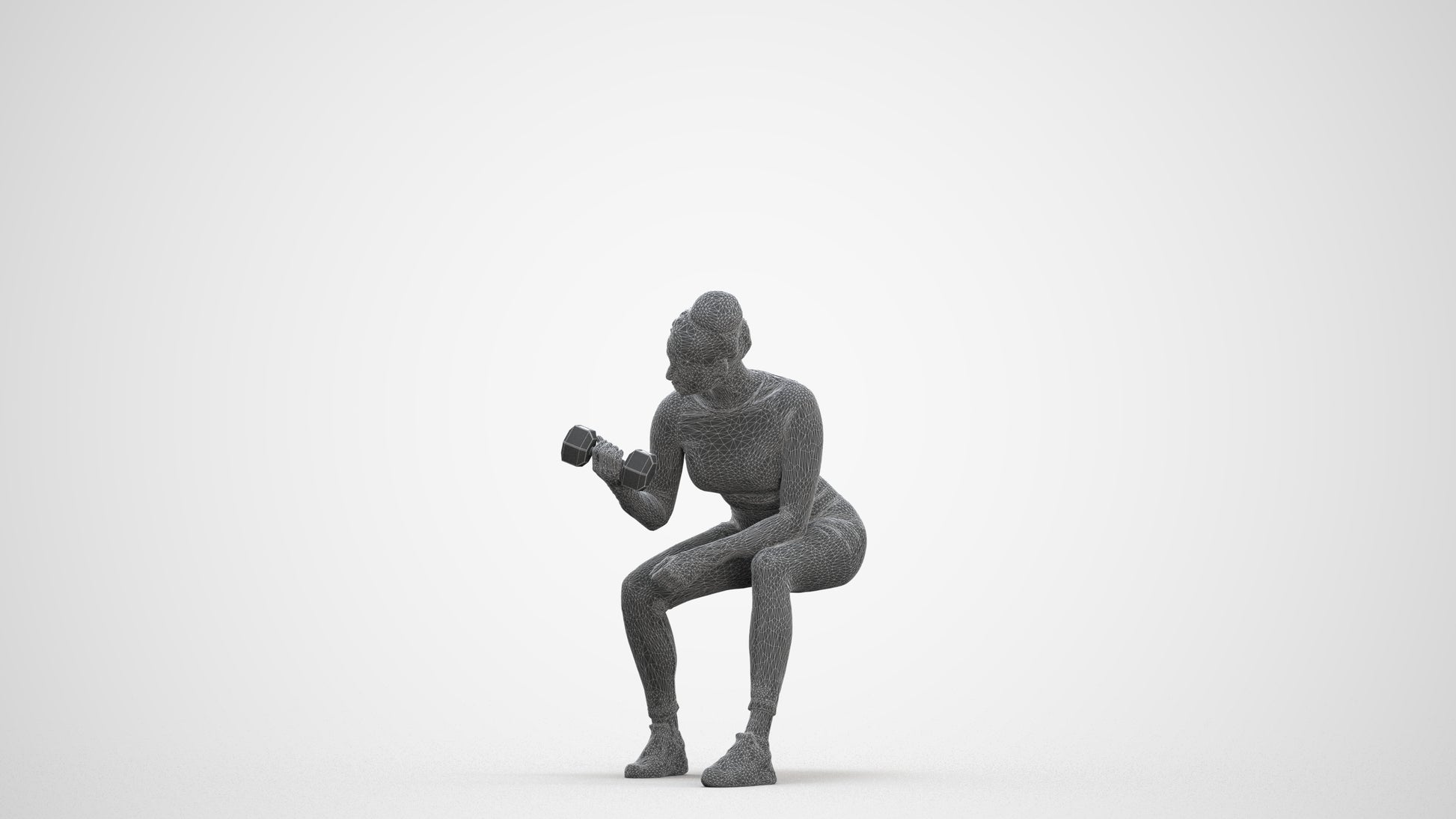 realistic 3D human woman sport, archviz people FBX OBJ for Blender, three-quarter front view render