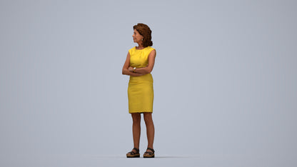 scanned 3D woman business standing, photogrammetry people for Enscape and V-Ray, top-down view render