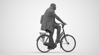 3D human model man casual sitting, photogrammetry scanned person for archviz, wireframe side view