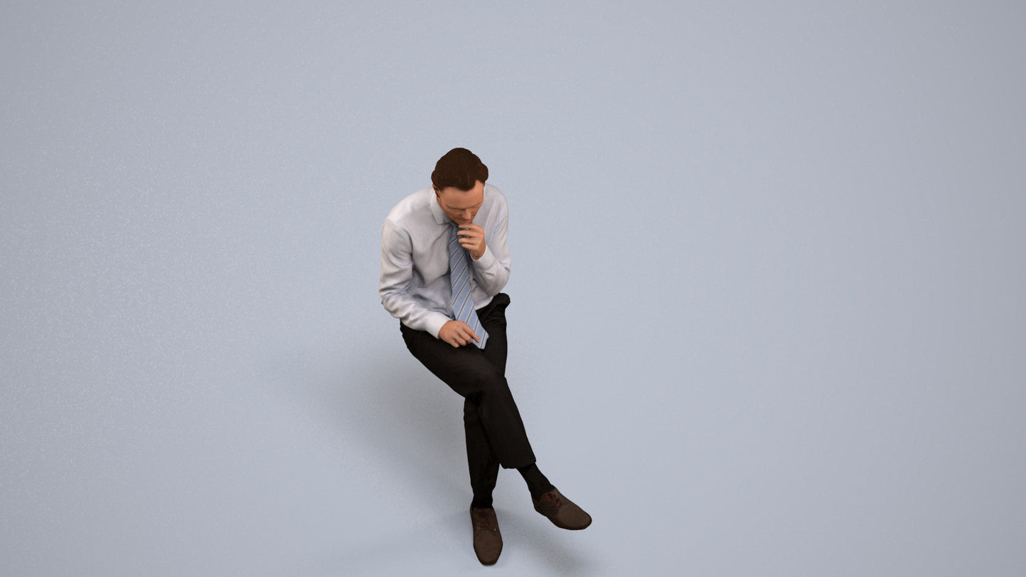 realistic 3D people man business, render-ready for V-Ray and Corona, FBX OBJ, back view render