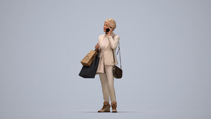 3D people model senior woman casual mix, scanned human for 3ds Max rendering, top-down view render