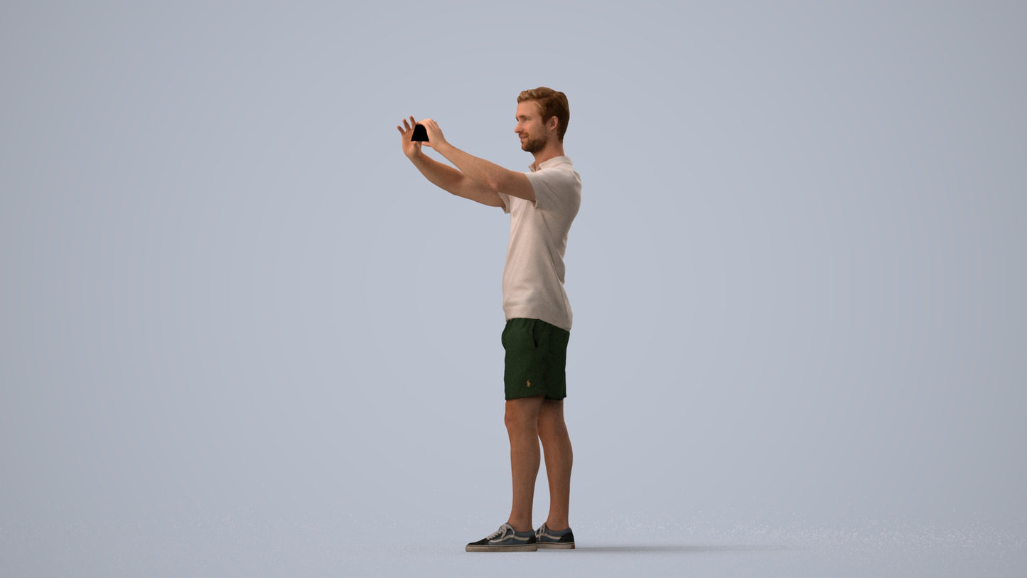 realistic 3D people man casual standing, render-ready for V-Ray and Corona, FBX OBJ, three-quarter view render