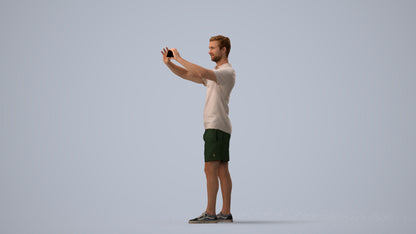 realistic 3D people man casual standing, render-ready for V-Ray and Corona, FBX OBJ, three-quarter view render