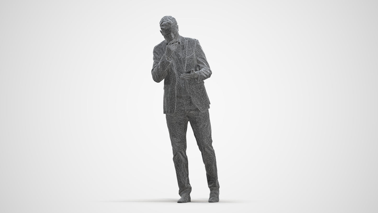3D people model man business walking, scanned human for 3ds Max rendering, three-quarter front view render