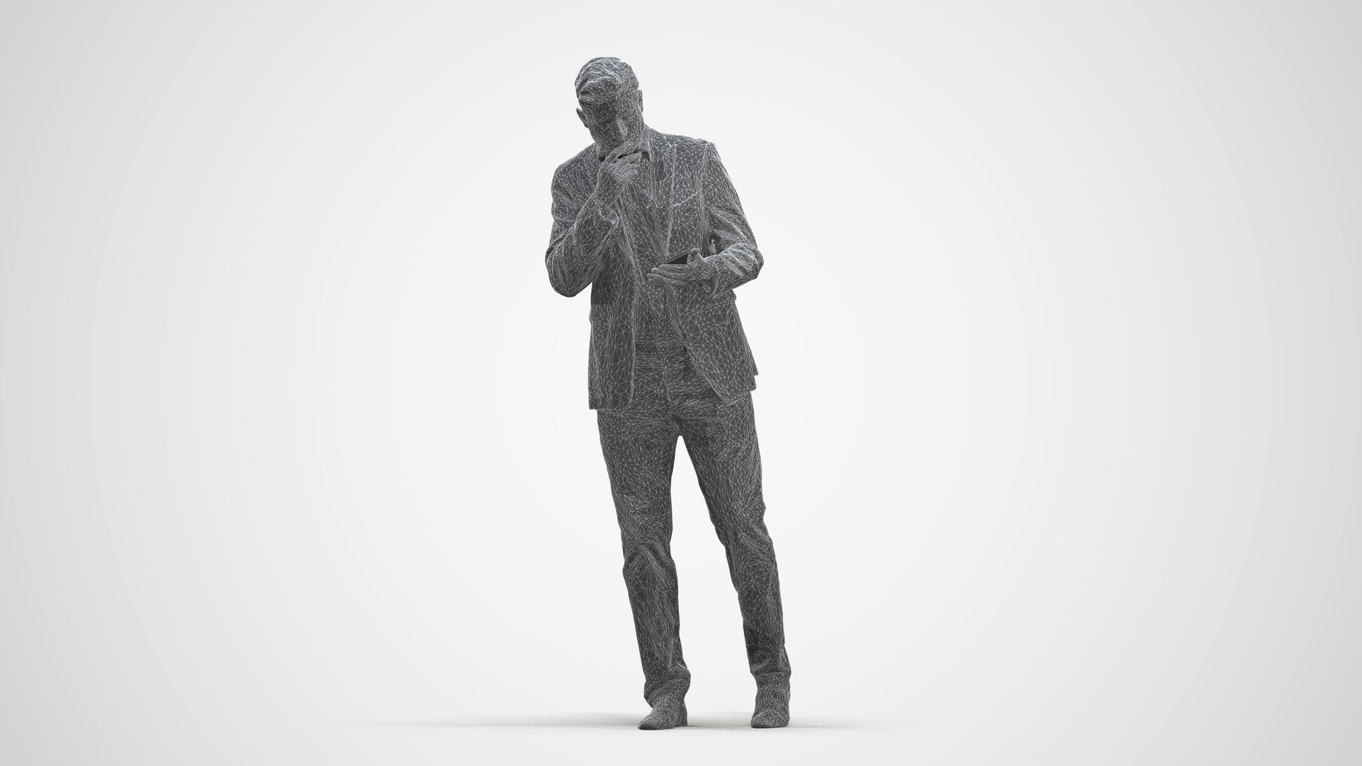 3D people model man business walking, scanned human for 3ds Max rendering, three-quarter front view render