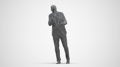 3D people model man business walking, scanned human for 3ds Max rendering, three-quarter front view render