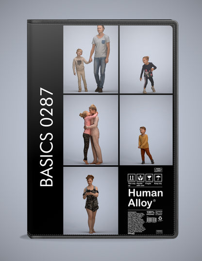 3D human models kids bundle, 5 photogrammetry scanned people for archviz