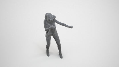 scanned 3D girl casual standing, photogrammetry people for Enscape and V-Ray, wireframe three-quarter view