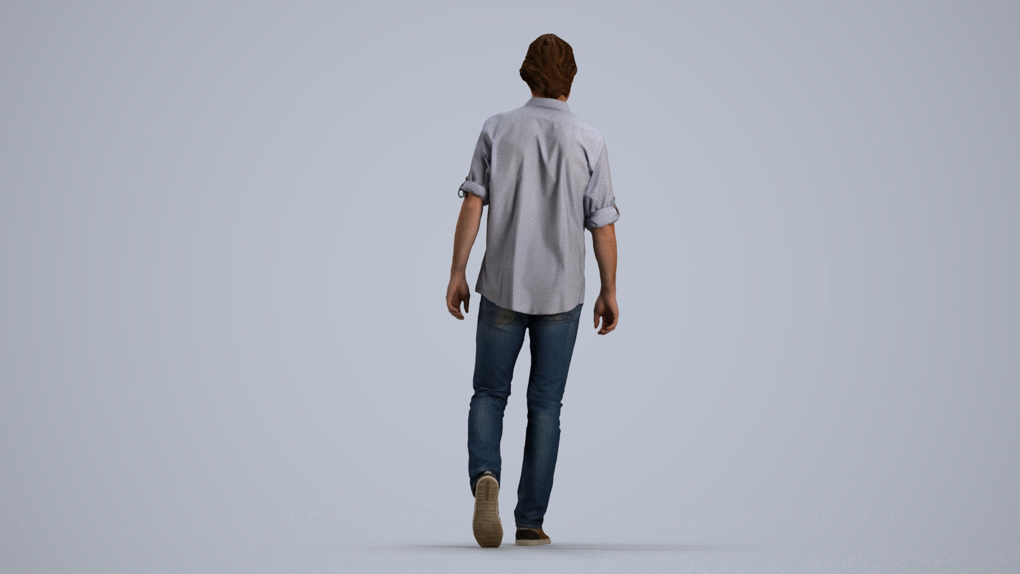 realistic 3D people man casual standing, render-ready for V-Ray and Corona, FBX OBJ, front view render