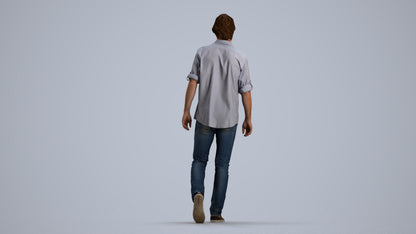 realistic 3D people man casual standing, render-ready for V-Ray and Corona, FBX OBJ, front view render