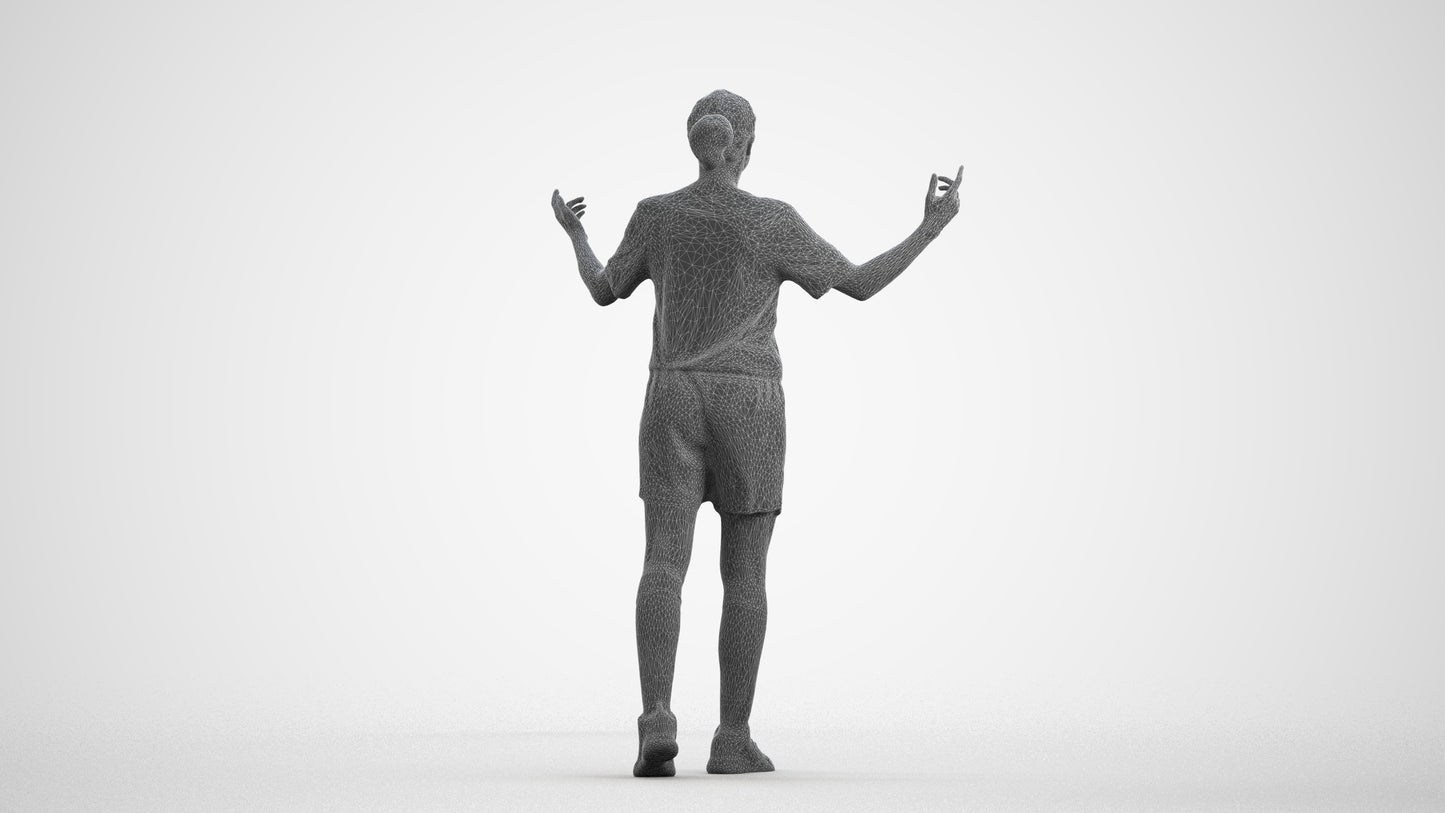 scanned 3D woman sport, photogrammetry people for Enscape and V-Ray, wireframe front view