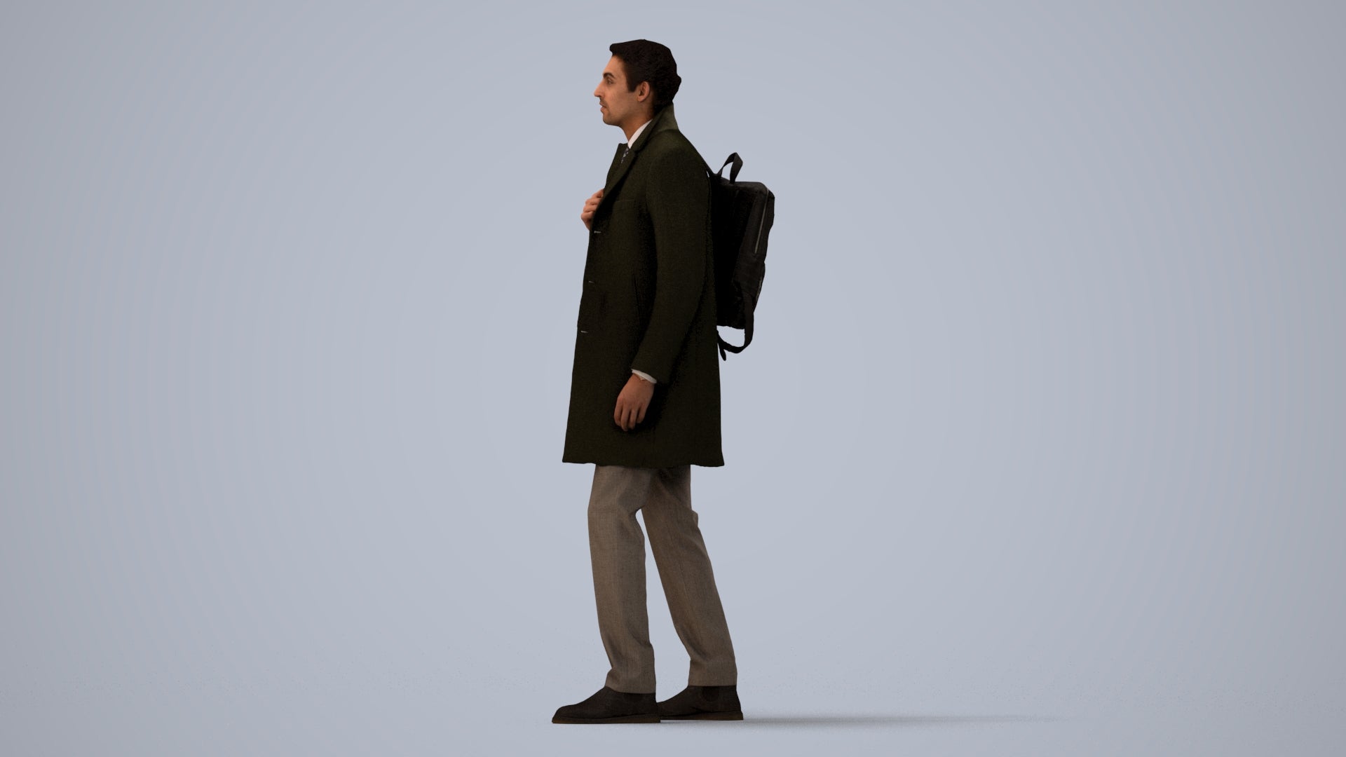 photogrammetry 3D man business, realistic human model archviz FBX, three-quarter view render