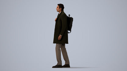 photogrammetry 3D man business, realistic human model archviz FBX, three-quarter view render