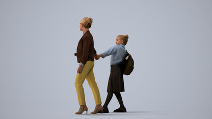 realistic 3D people girl kids, render-ready for V-Ray and Corona, FBX OBJ, three-quarter view render