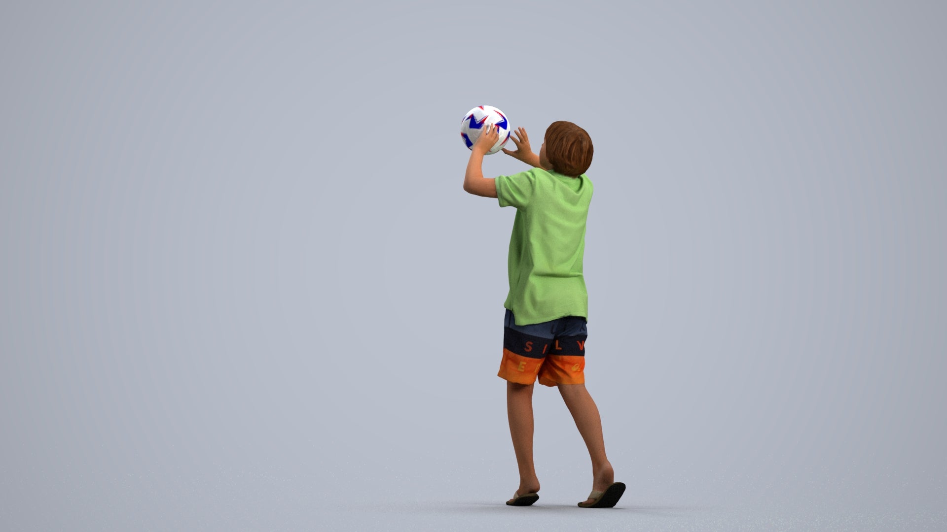 3D human model boy sport kids, photogrammetry scanned person for archviz, front view render