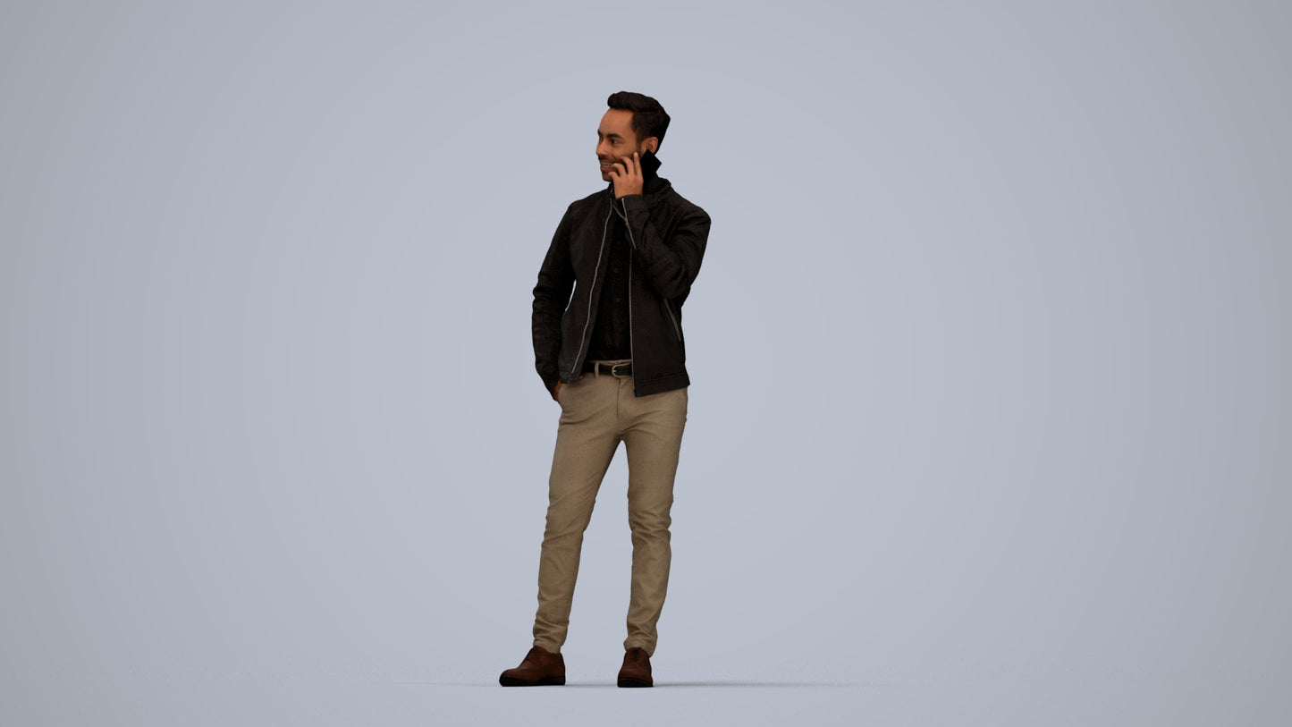 photogrammetry 3D man business standing, realistic human model archviz FBX, top-down view render