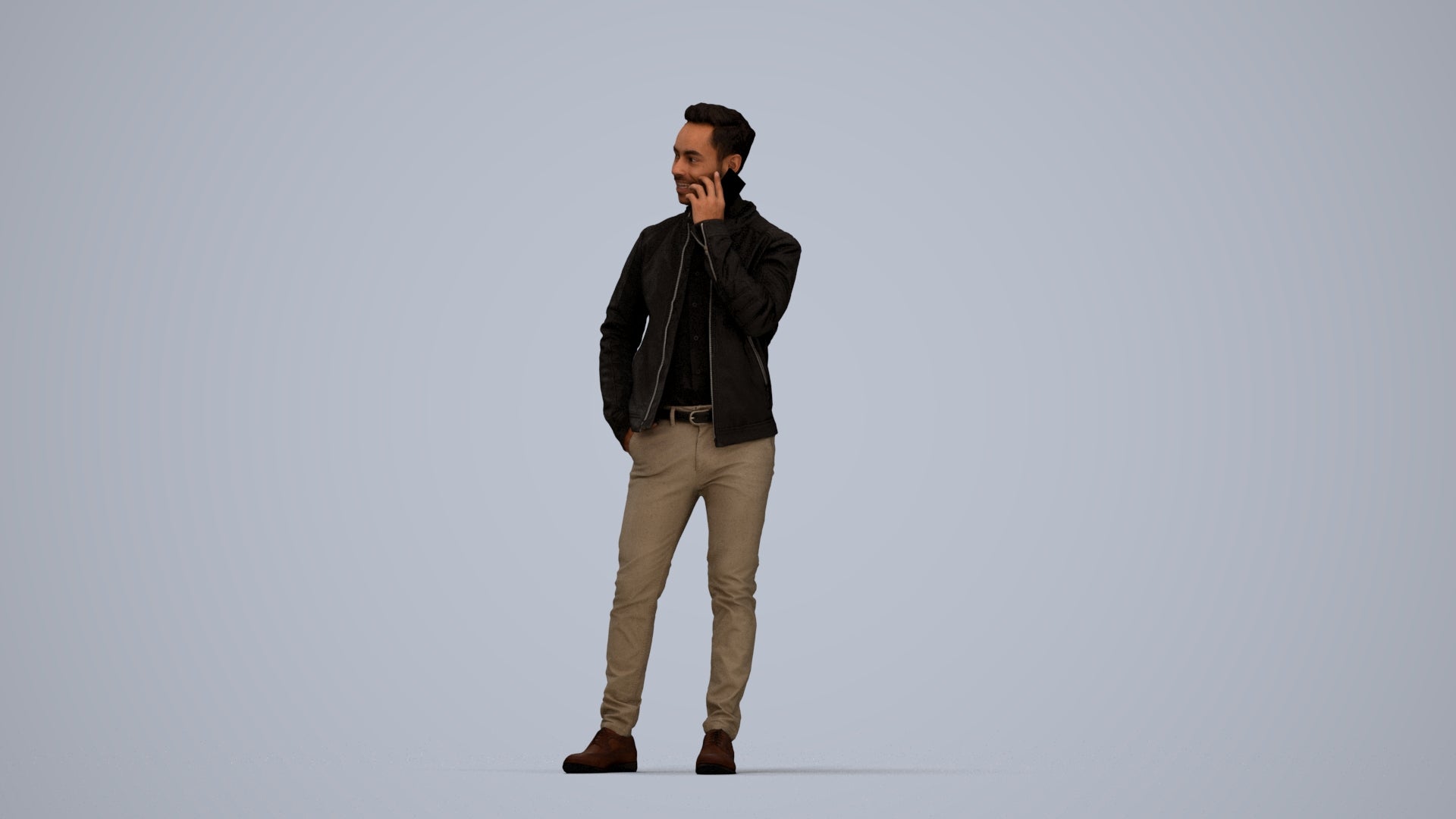 photogrammetry 3D man business standing, realistic human model archviz FBX, top-down view render