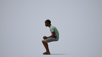 3D human model boy casual kids, photogrammetry scanned person for archviz, three-quarter view render