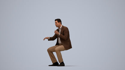 3D scanned man business, photorealistic archviz people for Enscape and SketchUp, top-down view render