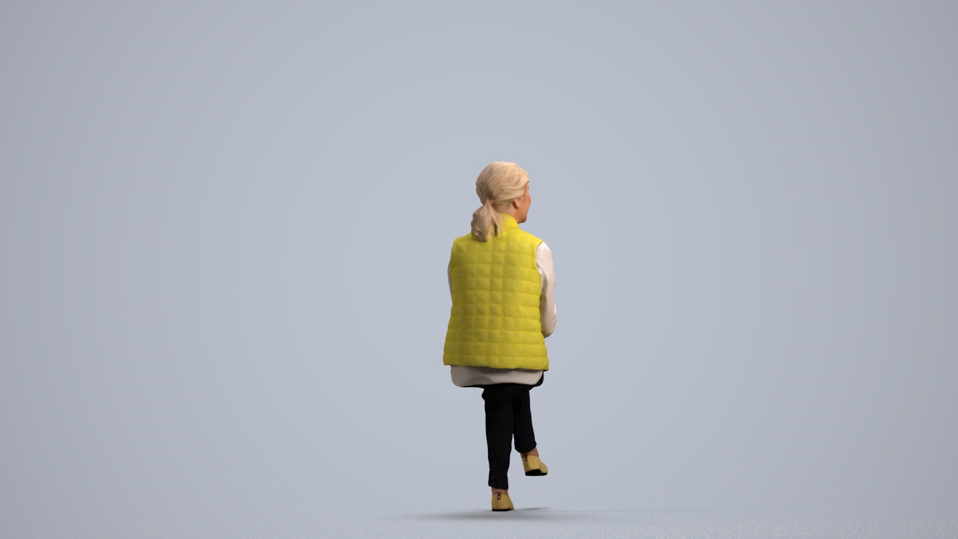 realistic 3D people senior woman casual sitting, render-ready for V-Ray and Corona, FBX OBJ, front view render