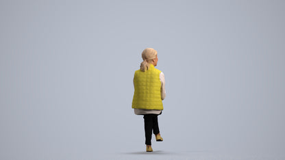 realistic 3D people senior woman casual sitting, render-ready for V-Ray and Corona, FBX OBJ, front view render