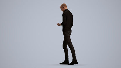 photogrammetry 3D man casual walking, realistic human model archviz FBX, front view render