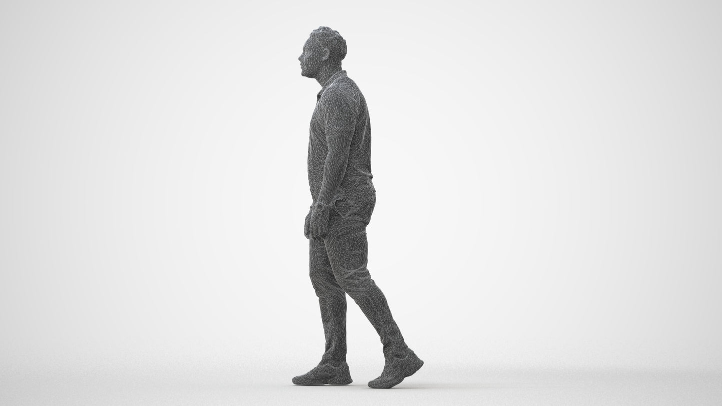 realistic 3D people man casual walking, render-ready for V-Ray and Corona, FBX OBJ, square thumbnail