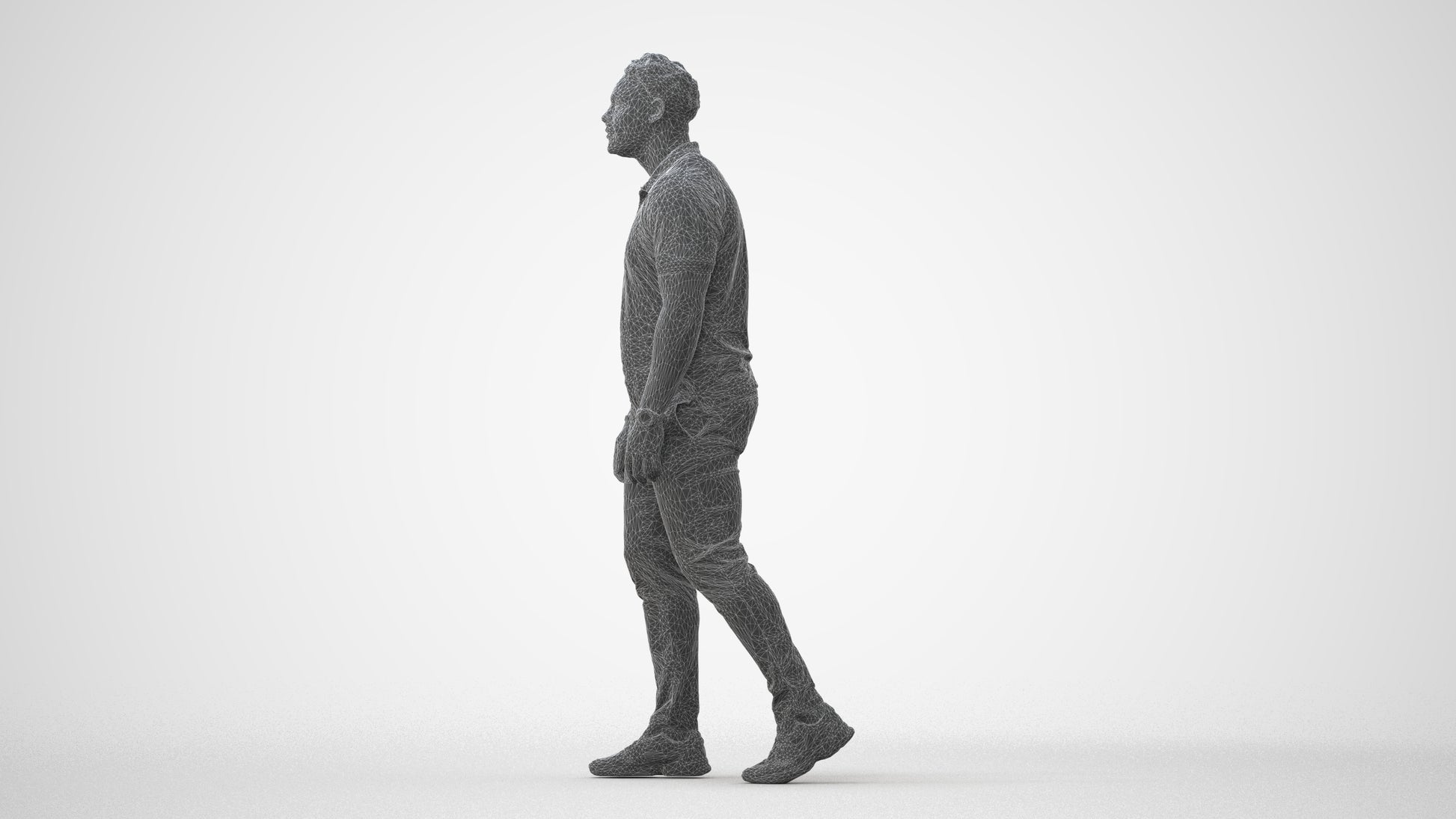 realistic 3D people man casual walking, render-ready for V-Ray and Corona, FBX OBJ, square thumbnail