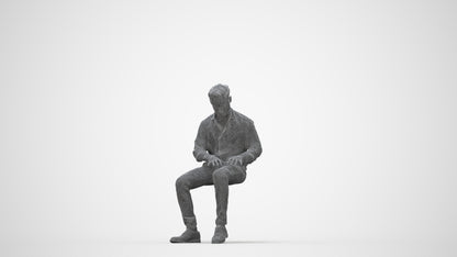 3D scanned man business, photorealistic archviz people for Enscape and SketchUp, wireframe back view