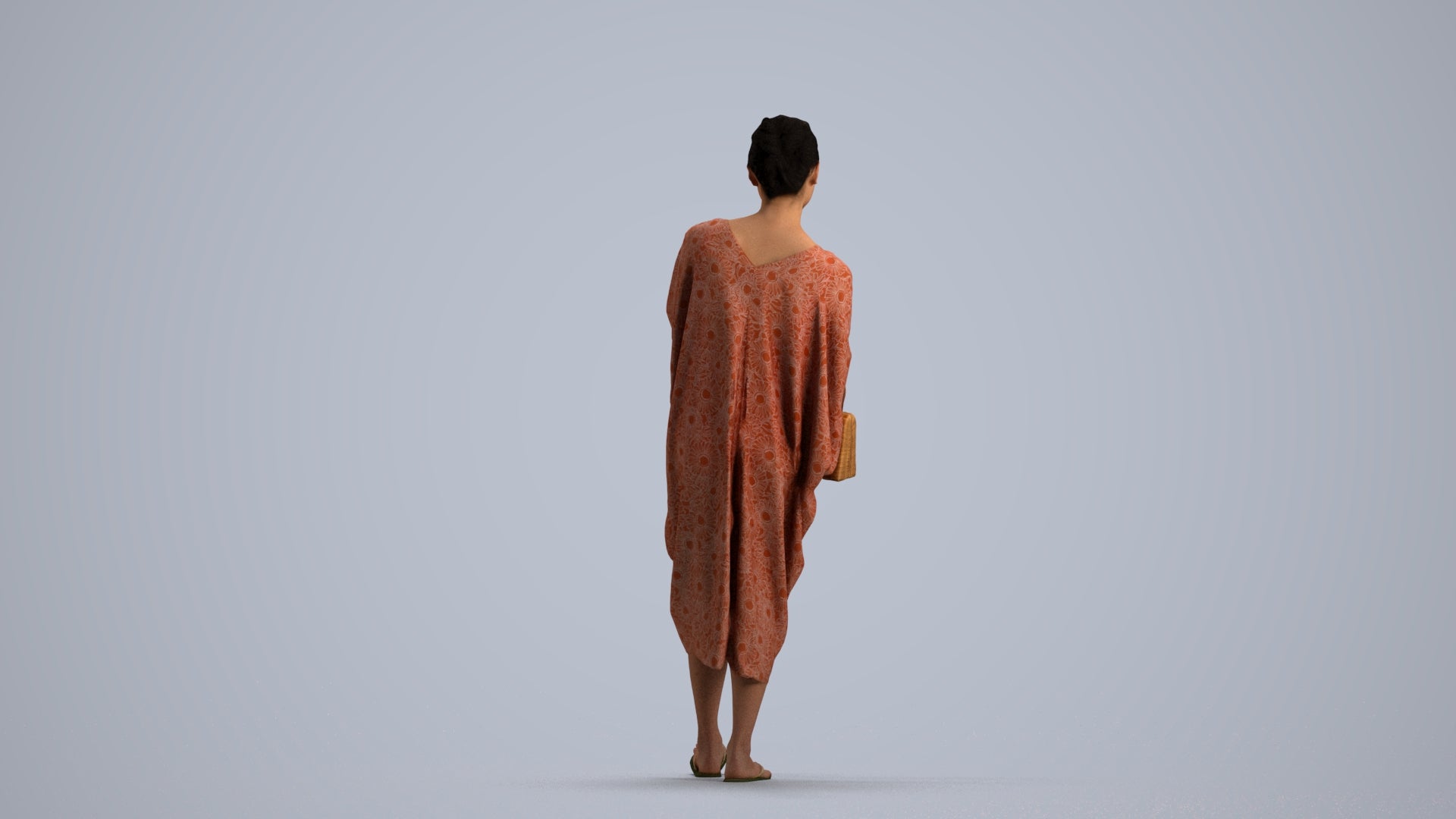 photogrammetry 3D woman walking, realistic human model archviz FBX, front view render