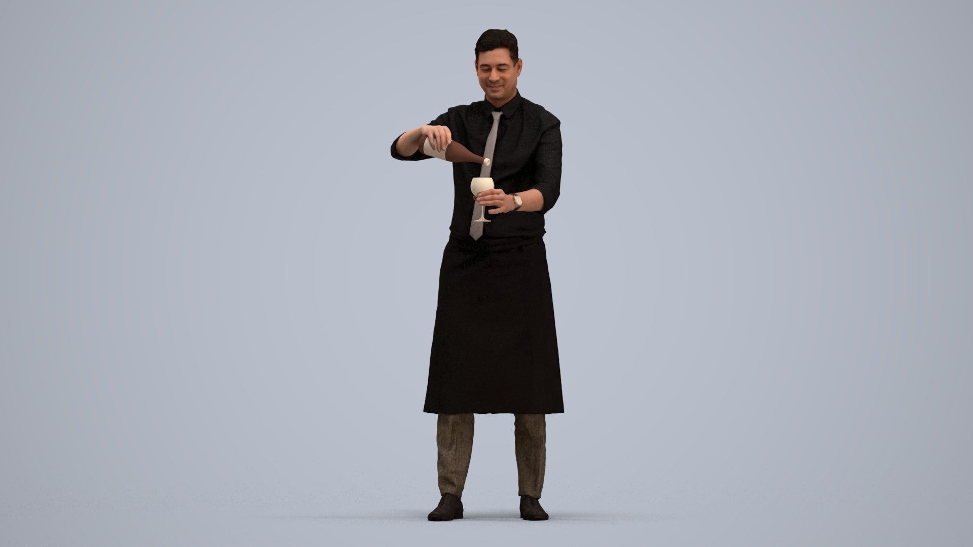 3D scanned man hospitality, photorealistic archviz people for Enscape and SketchUp, standing pose render