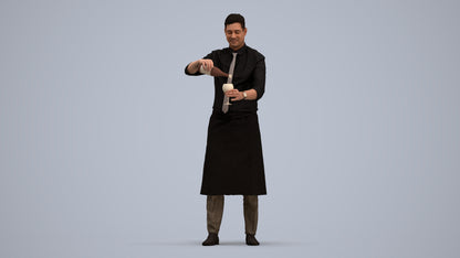 3D scanned man hospitality, photorealistic archviz people for Enscape and SketchUp, standing pose render
