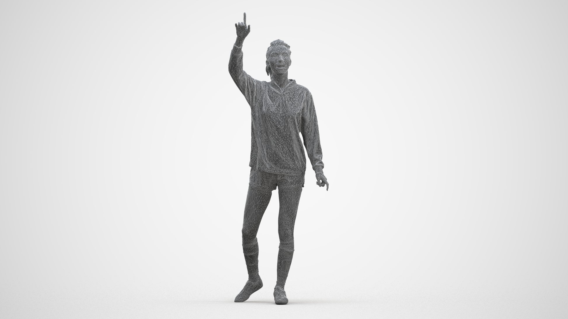 realistic 3D human woman sport, archviz people FBX OBJ for Blender, three-quarter front view render