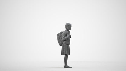 photogrammetry 3D girl kids, realistic human model archviz FBX, wireframe side view
