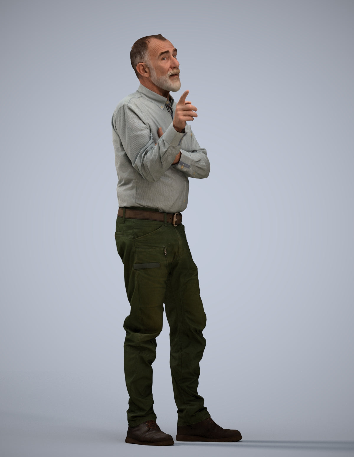 realistic 3D human senior man casual standing, archviz people FBX OBJ for Blender