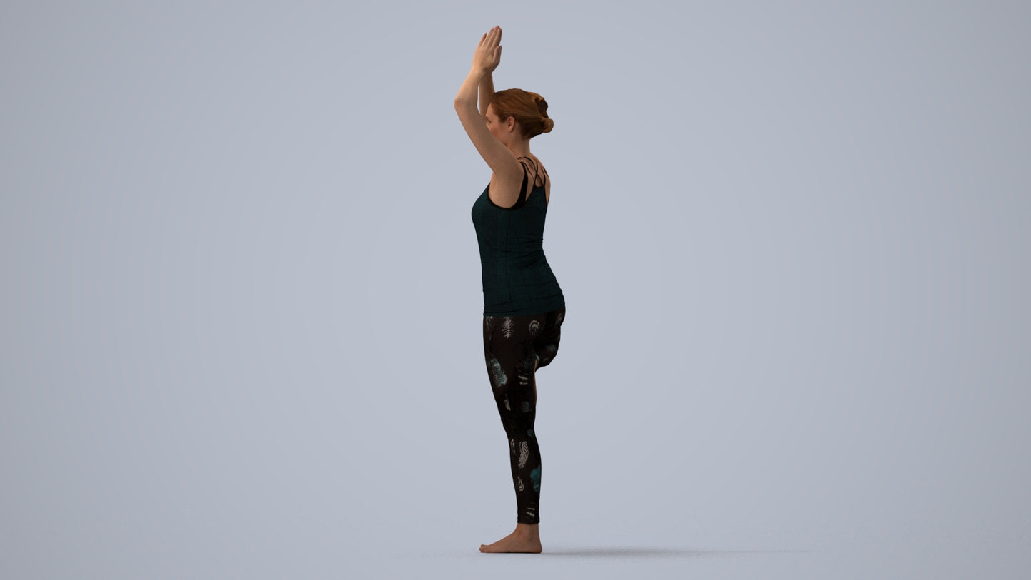 realistic 3D people woman sport, render-ready for V-Ray and Corona, FBX OBJ, three-quarter view render