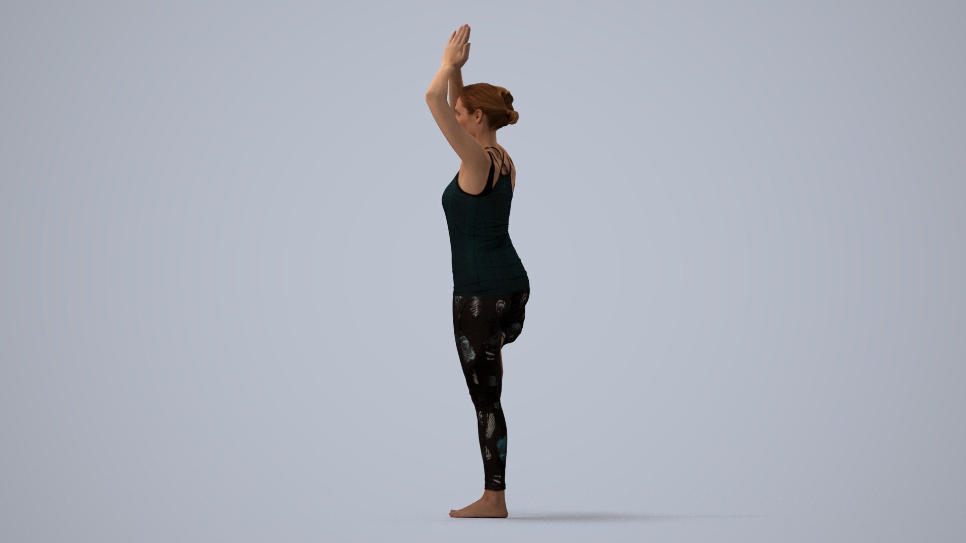 realistic 3D people woman sport, render-ready for V-Ray and Corona, FBX OBJ, three-quarter view render