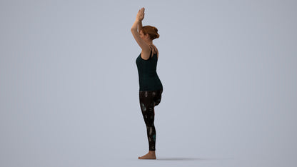realistic 3D people woman sport, render-ready for V-Ray and Corona, FBX OBJ, three-quarter view render