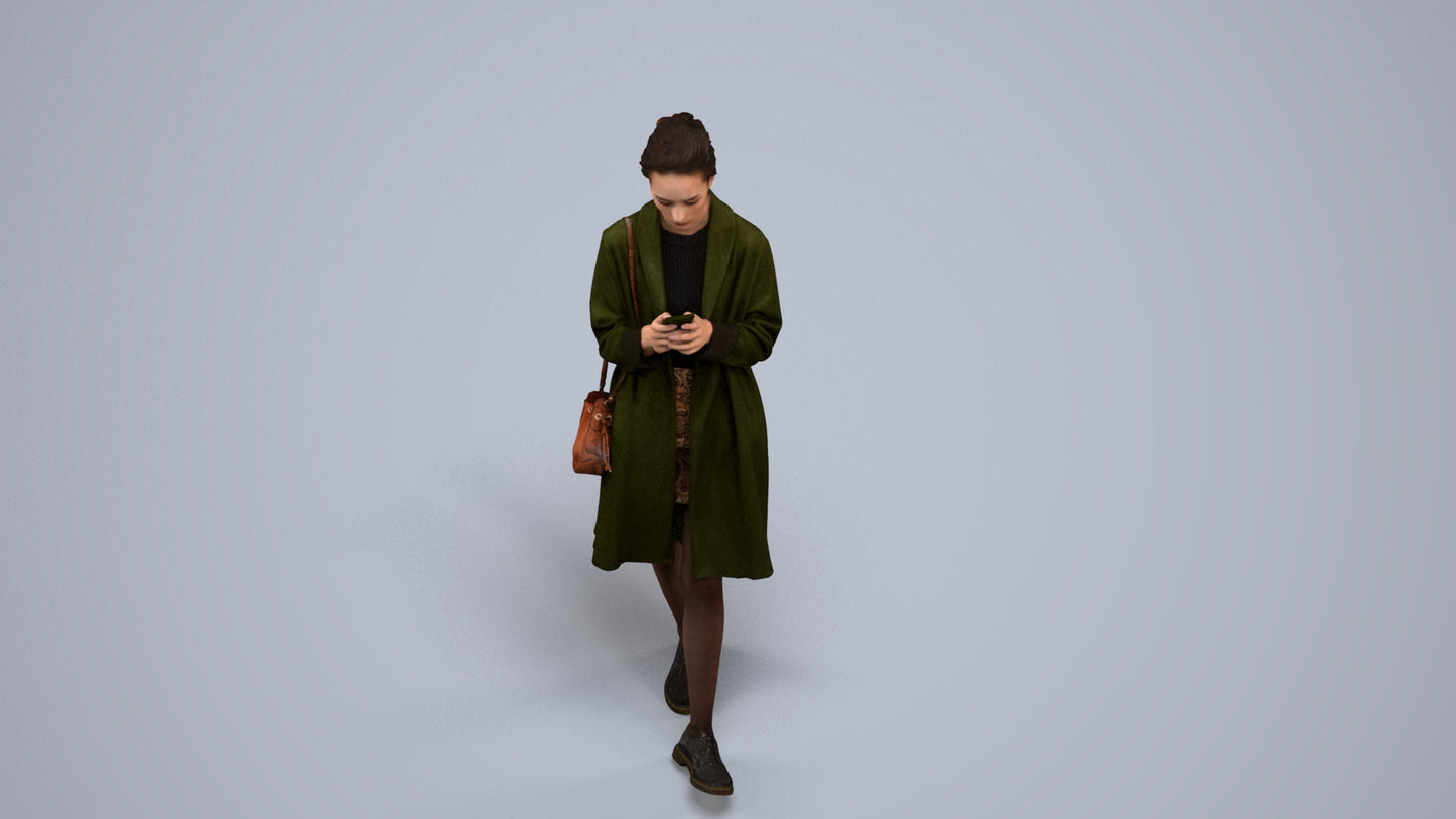 realistic 3D people woman casual standing, render-ready for V-Ray and Corona, FBX OBJ, back view render
