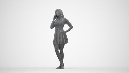 photogrammetry 3D woman standing, realistic human model archviz FBX, wireframe back view