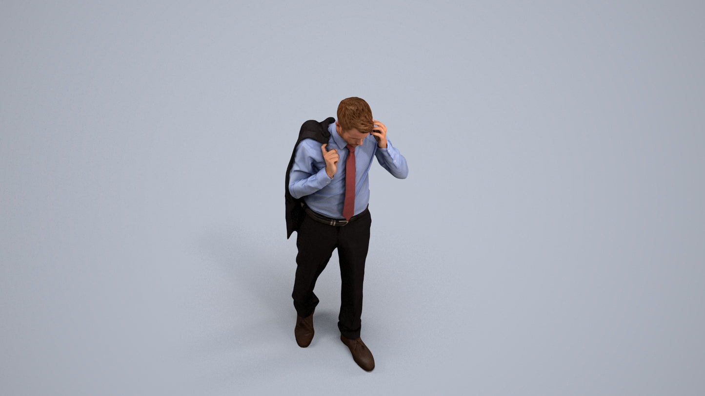 realistic 3D man business, scanned archviz people for Blender and 3ds Max, back view render