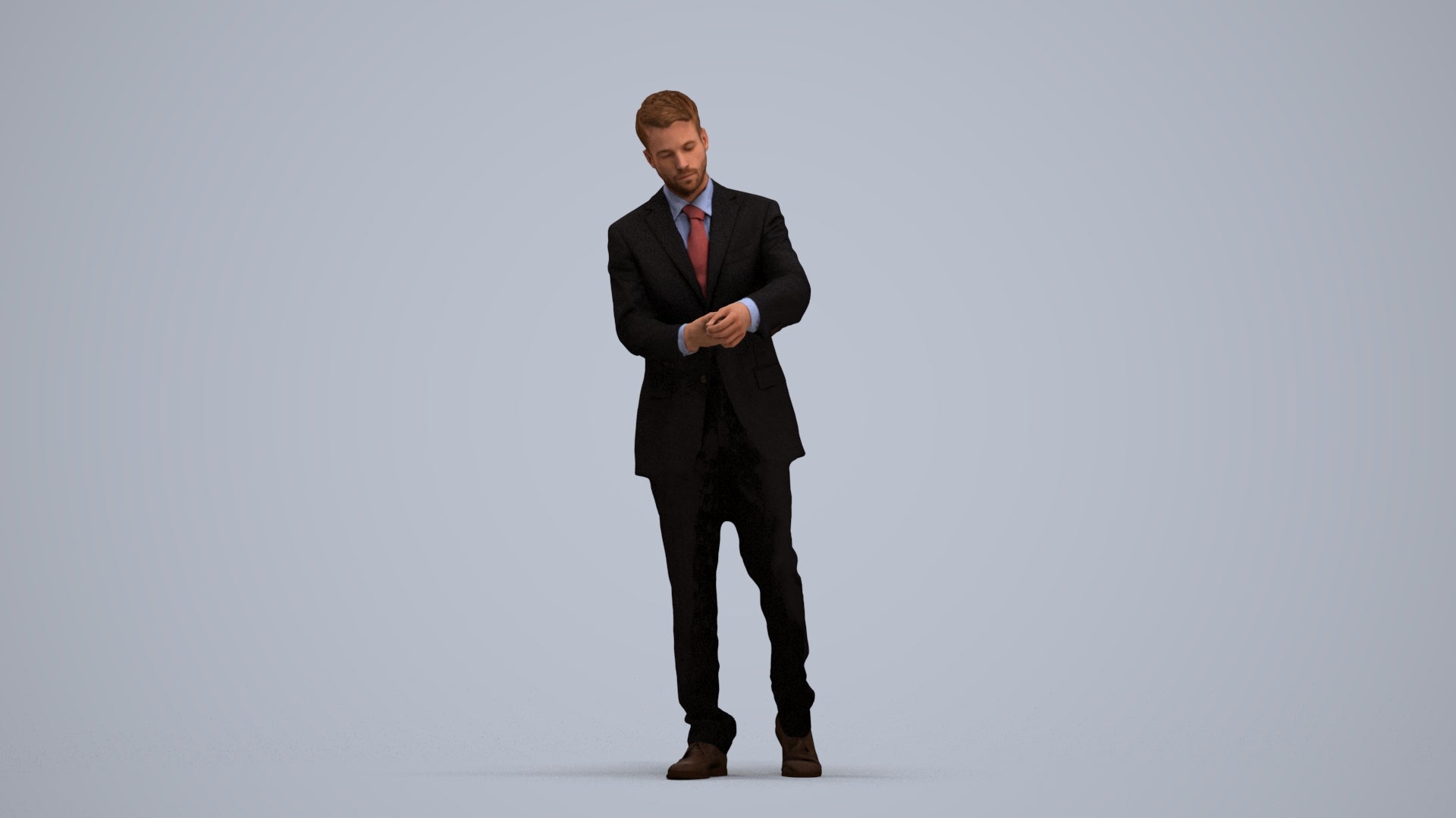 realistic 3D human man business, archviz people FBX OBJ for Blender, standing pose render