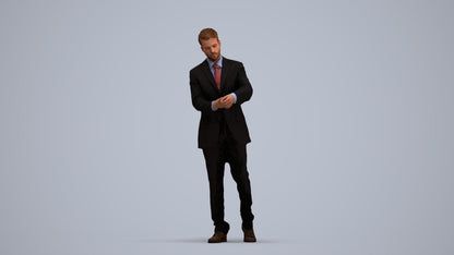 realistic 3D human man business, archviz people FBX OBJ for Blender, standing pose render