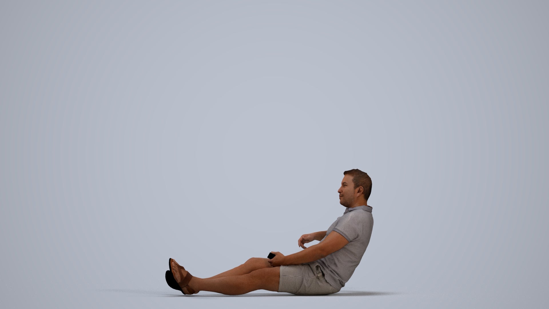 3D scanned man sitting casual, photorealistic archviz people for Enscape and SketchUp, standing pose render