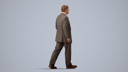 realistic 3D senior man business standing, scanned archviz people for Blender and 3ds Max, side view render