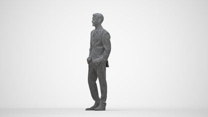 realistic 3D man business, scanned archviz people for Blender and 3ds Max, wireframe back view