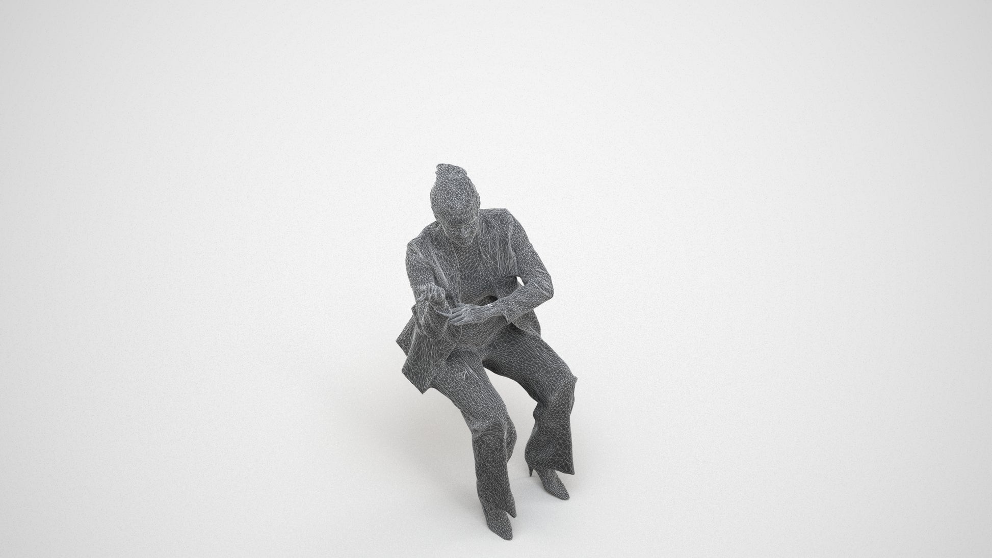 3D people model woman business, scanned human for 3ds Max rendering, wireframe three-quarter view