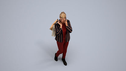 photogrammetry 3D woman business formalaffairs, realistic human model archviz FBX, back view render