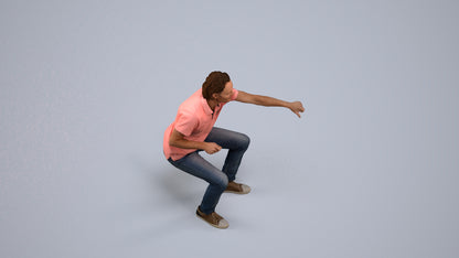 realistic 3D man casual sitting, scanned archviz people for Blender and 3ds Max, back view render