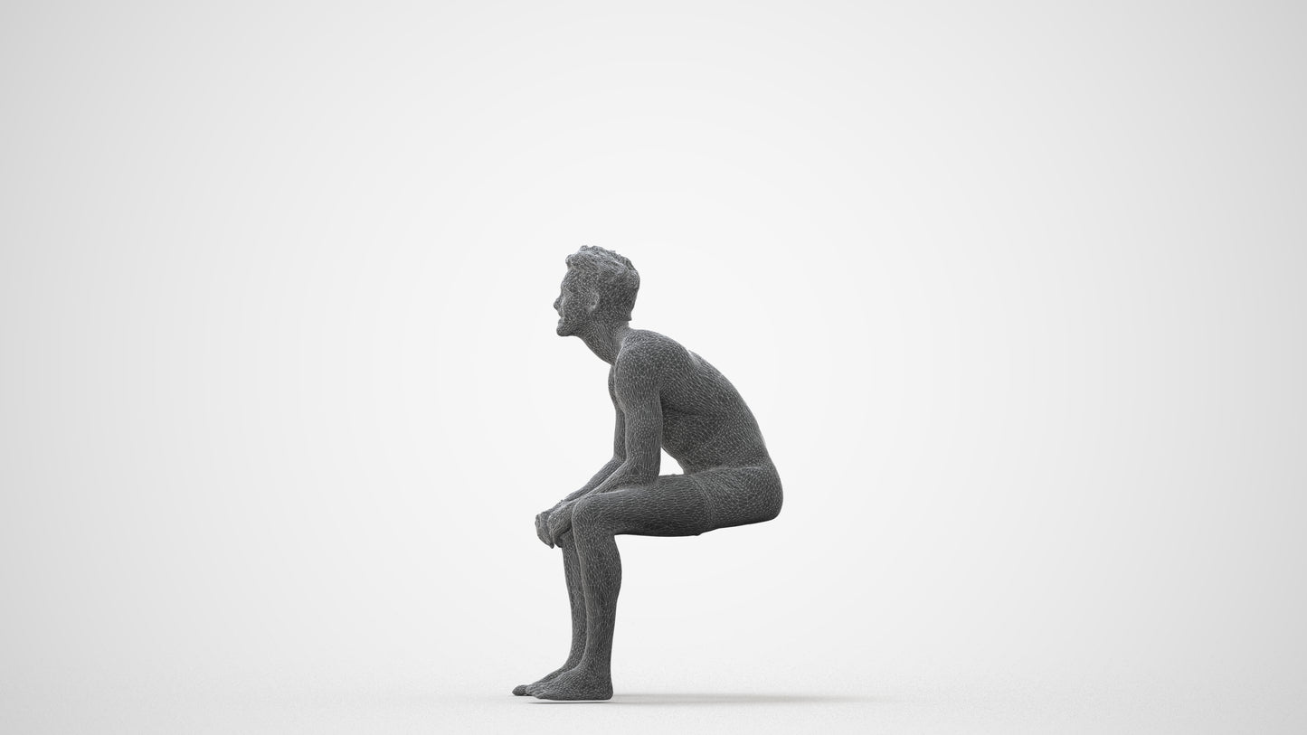 photogrammetry 3D man pool, realistic human model archviz FBX, square thumbnail